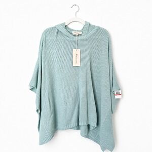 Two by Vince Camuto Poncho Top Womens XS/S Chalk‎ Blue NWT Hooded Knit Sweater